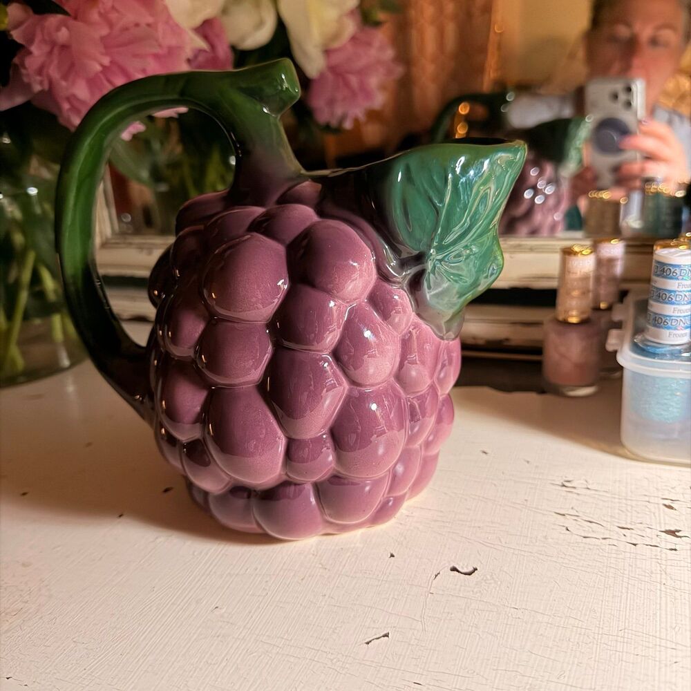 Grape pitcher ceramic vintage